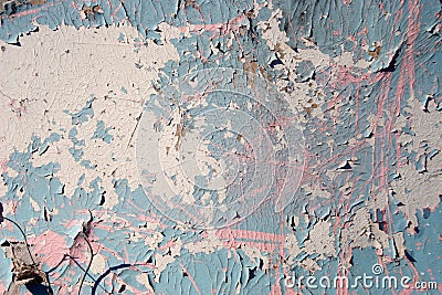 Wood crackled white, blue and pink Stock Photo