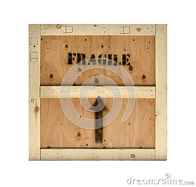 Wood crate fragile stamp Stock Photo