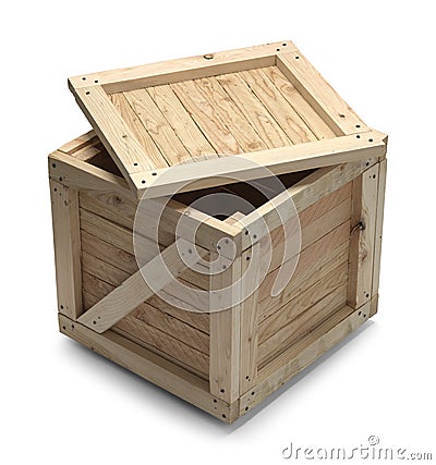 Wood Crate and Lid Stock Photo