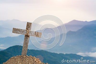 Wood cross or religion symbol shape. Editorial Stock Photo