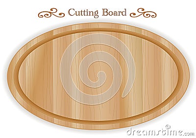 Wood Cutting Board, Oval Vector Illustration