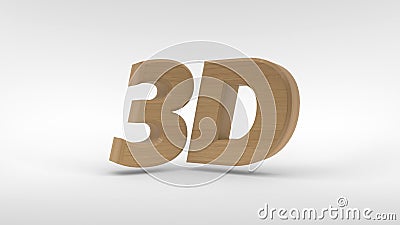 Wood 3D logo isolated on white background with reflection effect. 3d rendering. Stock Photo