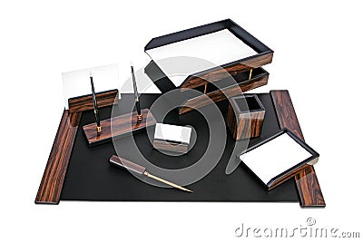 Wood desk set Stock Photo