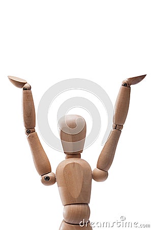 Wood doll holding gesture Stock Photo