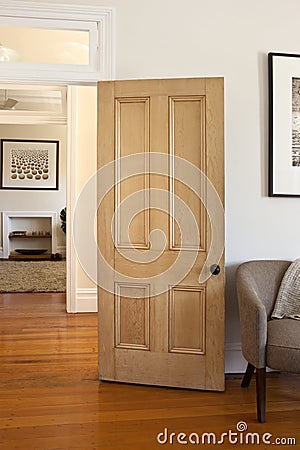 Wood Door and Doorway Room Stock Photo