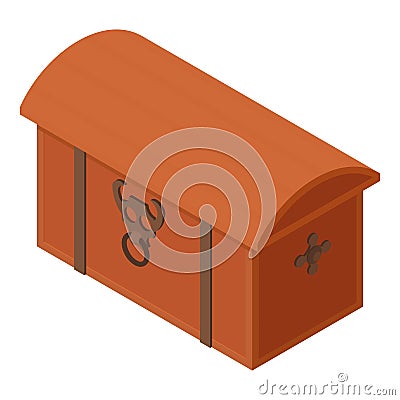 Wood dower chest icon, isometric style Vector Illustration