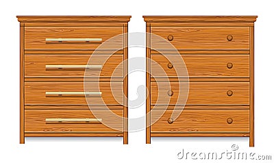 set of realistic wooden drawer or brown chest of drawer isolated or wooden retro cabinet drawer. Vector Illustration