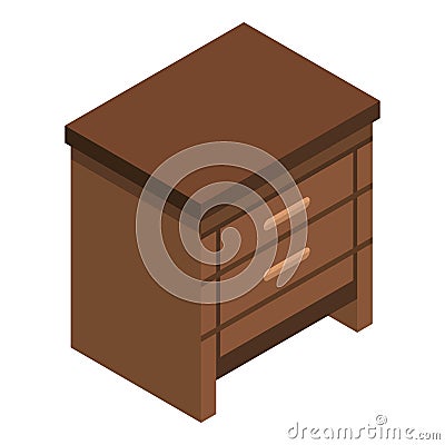 Wood drawer icon, isometric style Vector Illustration