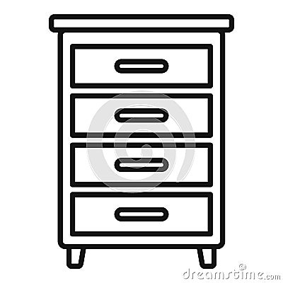 Wood drawer icon, outline style Vector Illustration