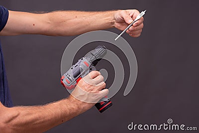 wood drill for electric drill Stock Photo