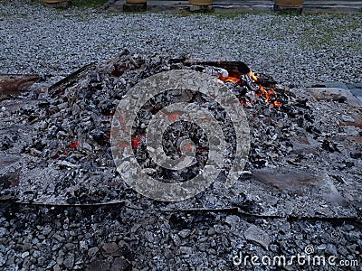 wood dust from burning residues Stock Photo