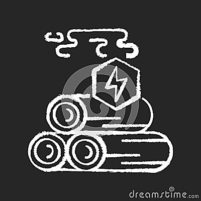 Wood energy chalk white icon on black background Vector Illustration