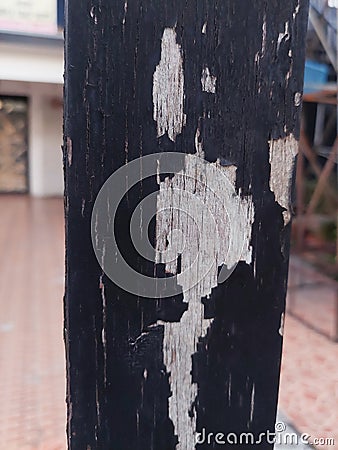 wood with faded black paint looks tacky Stock Photo