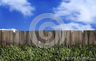 Wood Fence Blue Sky Stock Photo