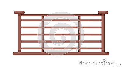 Wood fence. Modern wooden balcony and terrace fencing. Farm handrail. Realistic rail banister for defense. Architecture Vector Illustration