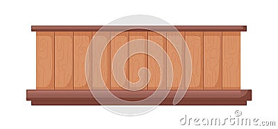 Wood fence. Wooden privacy fencing. Palisade banister from planks. Balcony and terrace enclosure. Architecture element Vector Illustration
