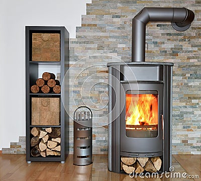 Wood fired stove Stock Photo