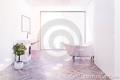 Wood floor bathroom, side view toned Stock Photo