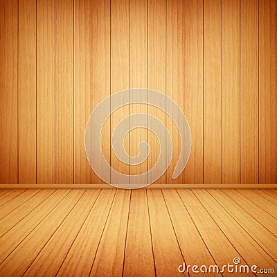 Wood floor and wall background Vector Illustration