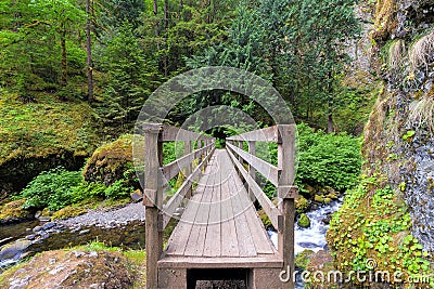 Wood Foot Bridge Over Creek Stock Photo