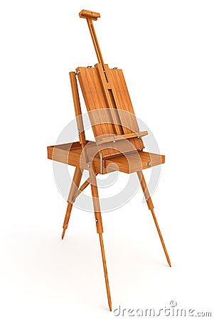 Wood french easel 3D Stock Photo