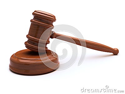 Wood gavel on anvil Stock Photo