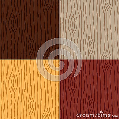 Wood grain texture set. Seamless wooden pattern. Abstract background. Vector Illustration