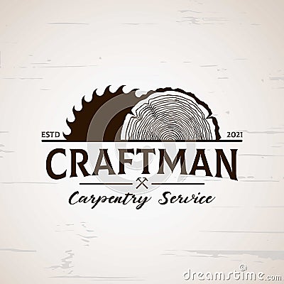 Wood Grinding Craftsman Carpentry Vintage Logo Design Vector Illustration Template Vector Illustration