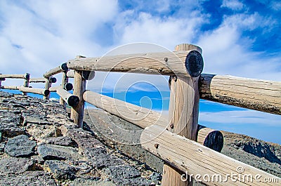 Wood guardrail Stock Photo