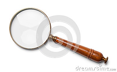 Wood Handle Magnifying Glass Stock Photo