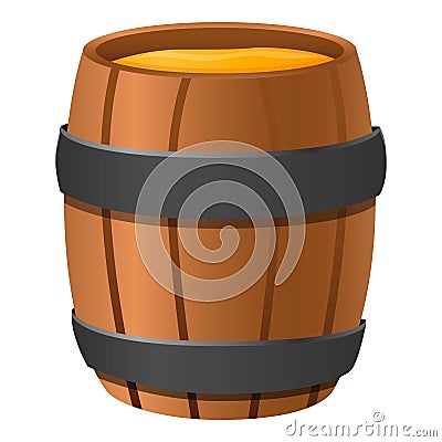 Wood honey barrel icon, cartoon style Vector Illustration