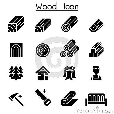 Wood icon set Vector Illustration
