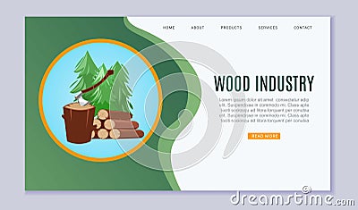 Wood industry sawmill woodcutter lumbers industrial wood timber forest vector illustration. Vector Illustration