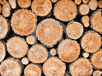 Wood logs background Stock Photo