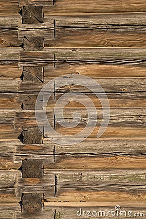 Wood logs texture of an old house. Stock Photo