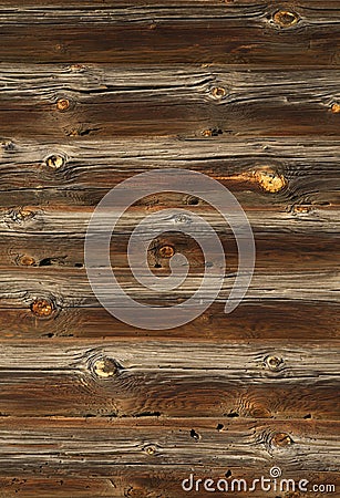 Wood logs texture of an old house. Stock Photo