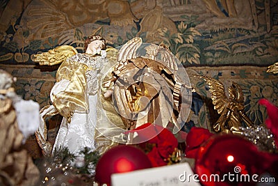 Wood made christmas angel Stock Photo