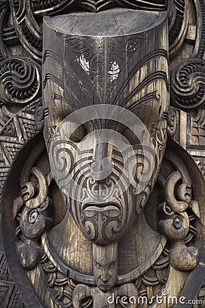 Wood maori mask from god holy Editorial Stock Photo