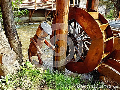 Wood mill whell Stock Photo