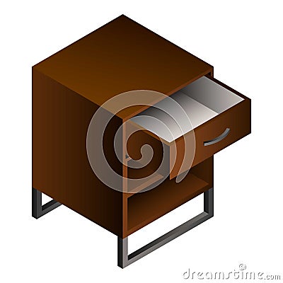 Wood nightstand icon, isometric style Vector Illustration