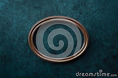 Wood oval frame on a wall Stock Photo