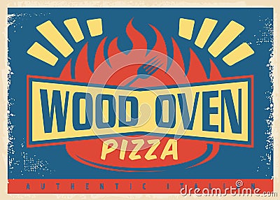 Wood oven authentic Italian pizza Vector Illustration