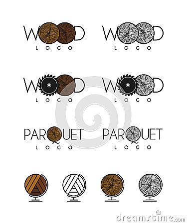 Wood and parquet logos Vector Illustration