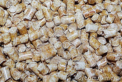 Wood pellets. Biofuels. The cat litter. Stock Photo