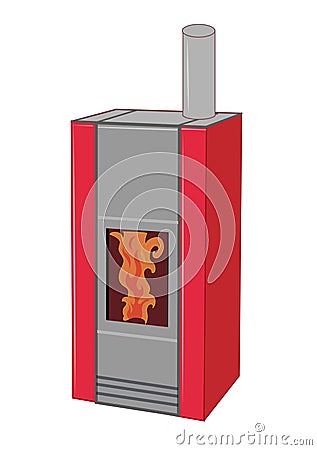 Wood pellett stove isolated Vector Illustration