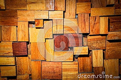 Wood pieces wall background Stock Photo