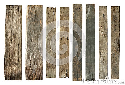 Wood plank weathered damaged set Stock Photo