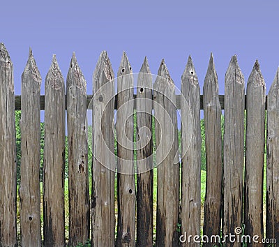 Wood post palisade section Stock Photo