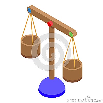 Wood scales comparison icon, isometric style Vector Illustration