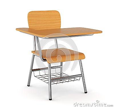 Wood school desk Stock Photo